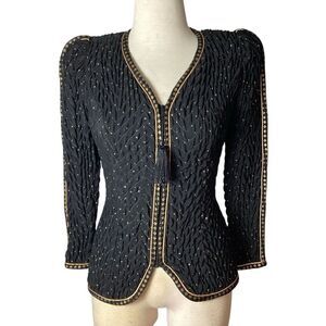 Vintage Jeanne Marc Quilted Jacket Polka Dot Zip Front Women’s 2P